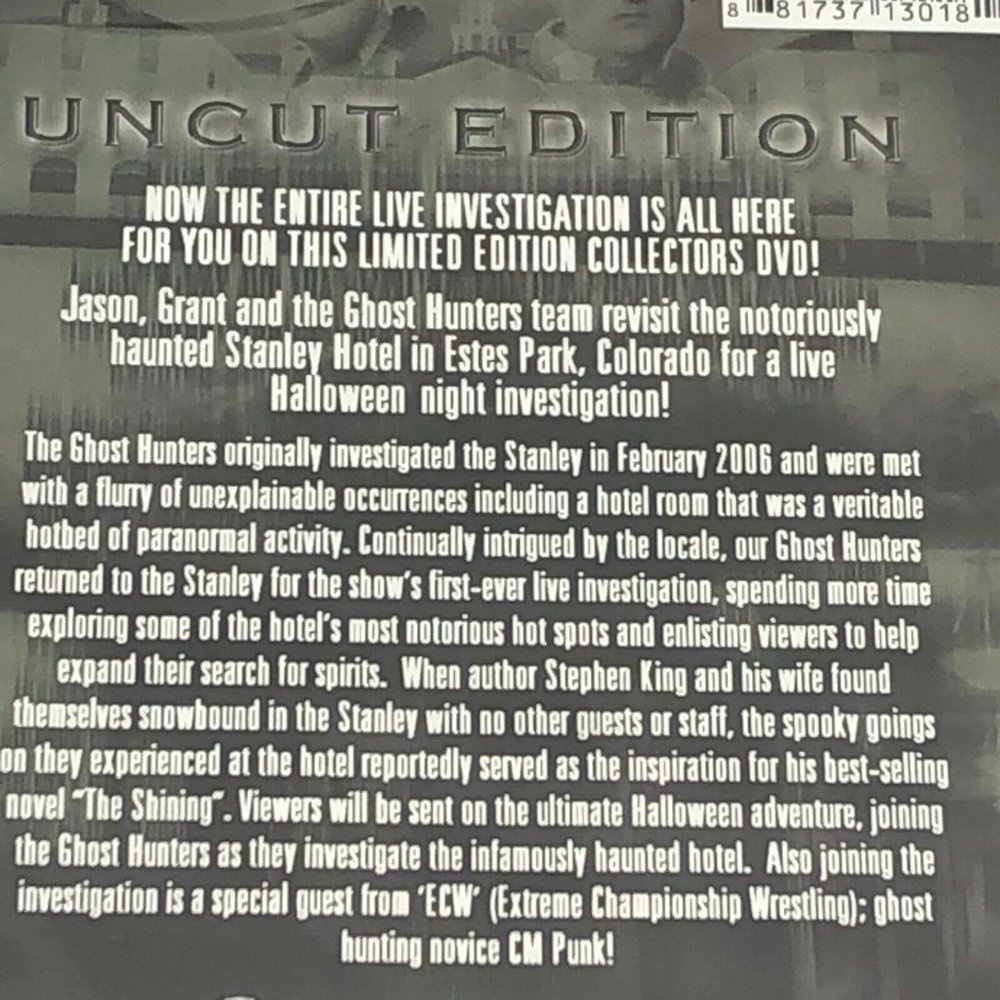 Ghost Hunters Live From The Stanley Hotel Uncut DVD Region 1 CM Punk Jason Grant - Picture 5 of 10